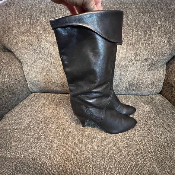 Mister Shoes Black Knee Boots By Markon Footwear Size 5 Classic Witchy Pirate - Picture 3 of 8